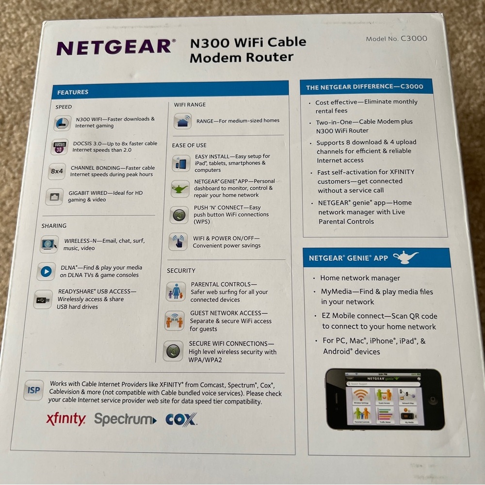 NETGEAR N300 New WiFi Cable Modem Router Black - Picture 7 of 12